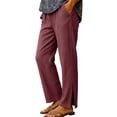 thumbnail image 2 of Favoffer Women's High Waist Cropped Pants Elastic Side Button Side Slit Hem Straight Leg Pocket Casual Trousers Fashion Daily Long Bottom, 2 of 9