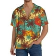 thumbnail image 3 of Vsdgher Colorful Hawaii Palms Print Men's Wrinkle Free Untucked Cuban Shirt Business Casual Button Down Shirts Short Sleeve Shirt, 3 of 7