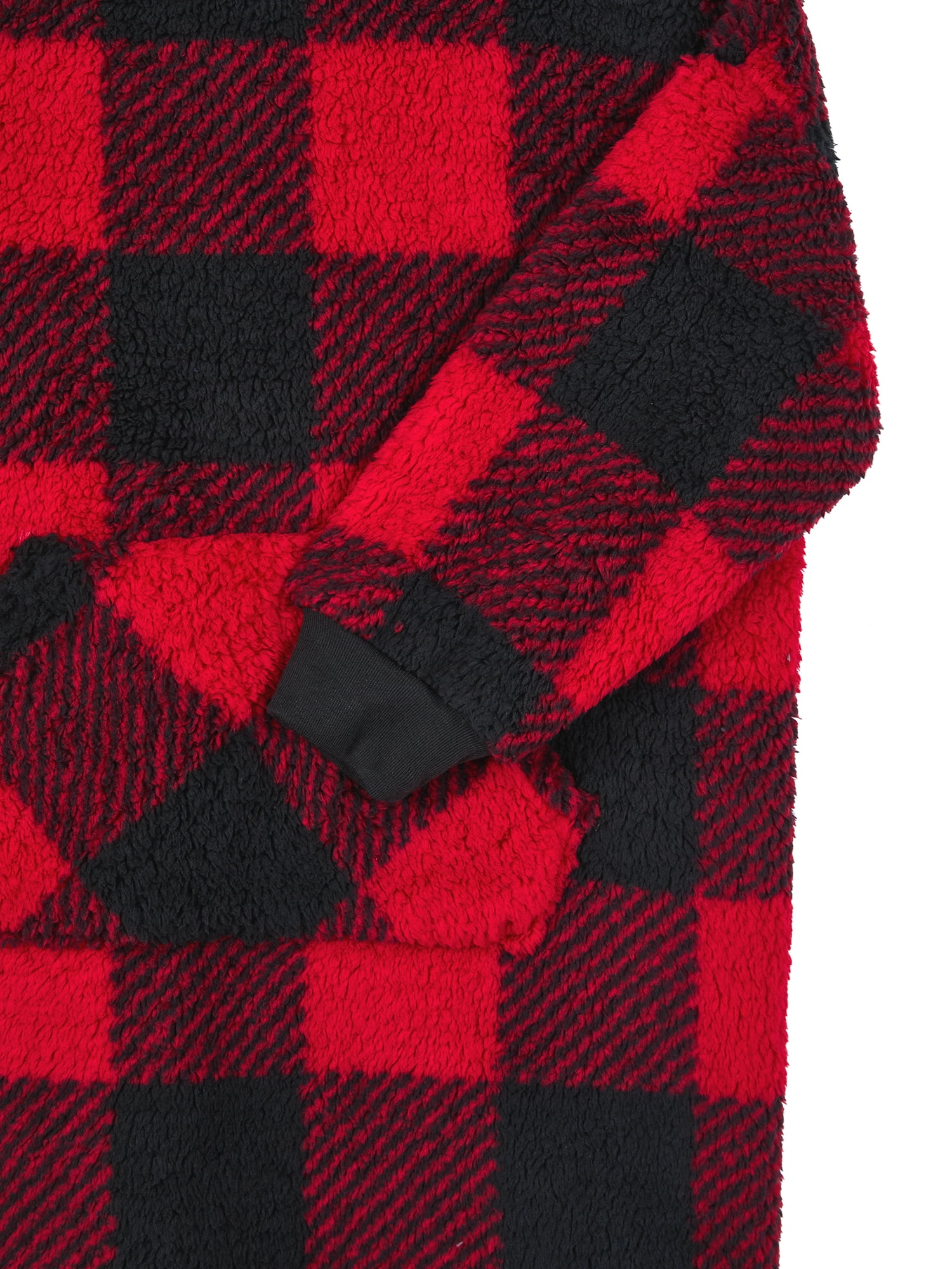 Wonder Nation Boys Long Sleeve Sleep Hoodie, One-Piece, Buffalo Check, Sizes XS-XXL
