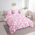 thumbnail image 3 of Manfei Paisley 7-Piece Bedding Comforter Set,Retrp Rustic Flower King Bedding Sets,Pink White Bed Sheets For Girl,Luxury Bedroom Decor Reversible, 3 of 8