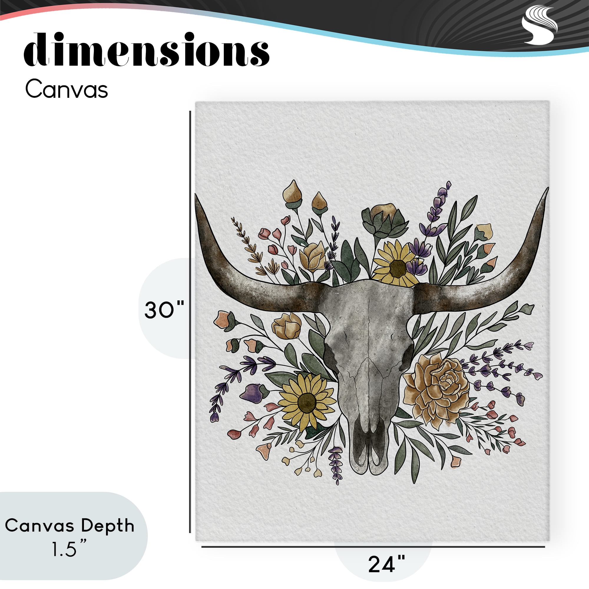 Stupell Industries Boho Wildflower Longhorn Canvas Wall Art, design by Alisha Kiara Design
