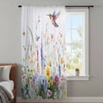 thumbnail image 4 of Hummingbird Floral Sheer Curtains 45 Inches Long, Farmhouse Floral Botanical Light Filering Curtains, Breathable Simi Curtain Privacy Drapes for Kitchen Bathroom Lightweight Small Window Treatment, 4 of 9