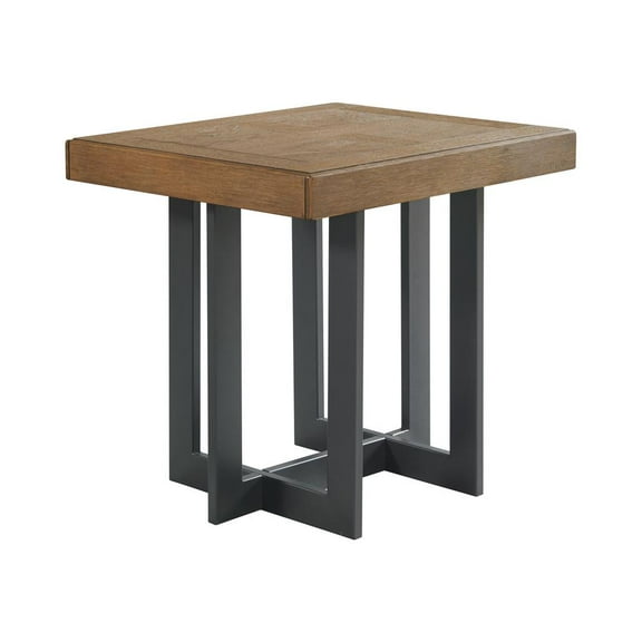 Intercon Furniture Eden 22" Modern Wood and Metal End Table in Brown