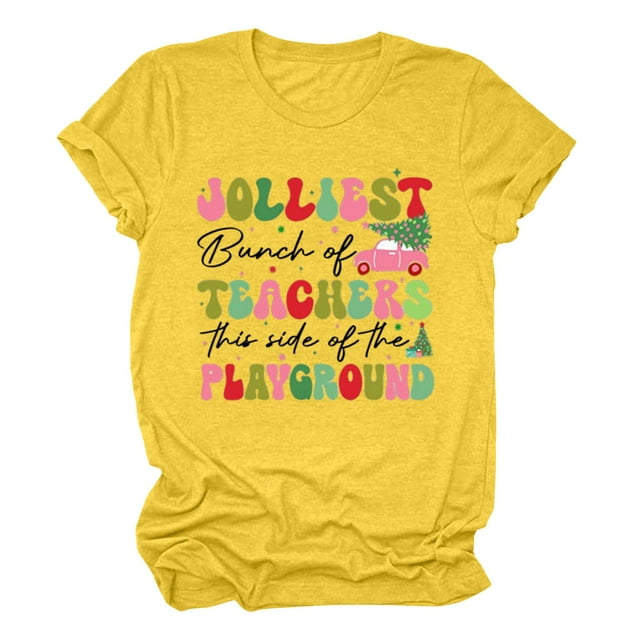 T-Shirts Décontractés pour Femmes Col Rond Imprimé de Noël Manches Courtes Tunique Blouse pour Usage Quotidien et Célébrations de Vacances
