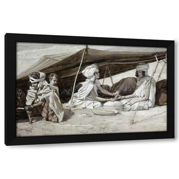 James Tissot 14x10 Black Modern Wood Framed Wall Art Titled - Rachel and Leah