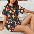 thumbnail image 4 of Balery Colorful Astronomy Conjunto de Pijama para Mujer con Estampado, Dos Piezas de Manga Corta y Shorts, Ropa de Dormir Suave con Cuello Redondo y Bolsillos-Medium, 4 of 6