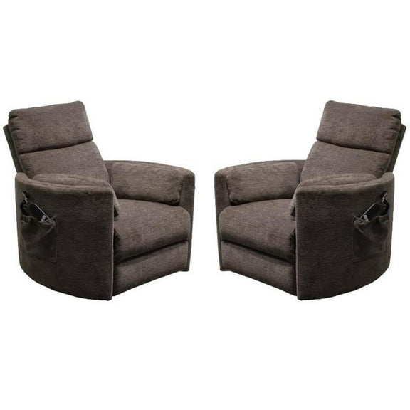 Home Square Fabric Lift Recliner in Brown & Krypton - Set of 2