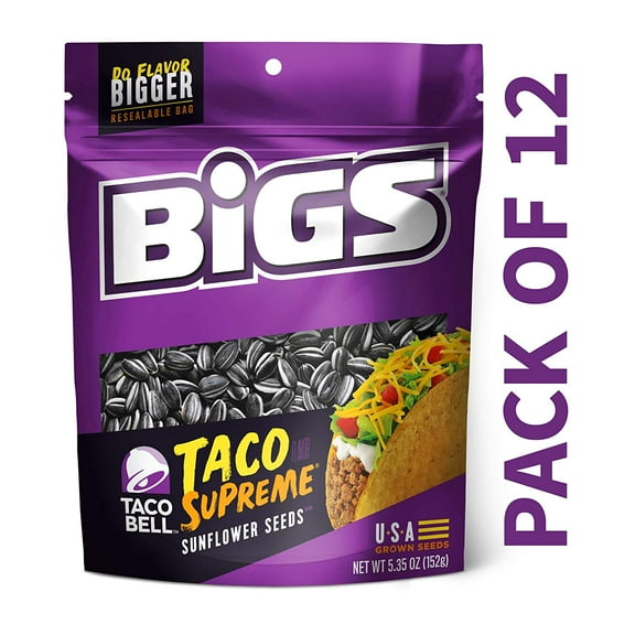 BIGS Taco Bell Taco Supreme Sunflower Seeds, 5.35 Ounce (Pack of 12)