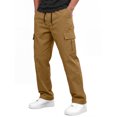 thumbnail image 3 of Nestiefly Mens Cargo Pants Relaxed Fit Chino Elastic Waist Multi Pocket Hiking Work Trousers Ginger M, 3 of 7
