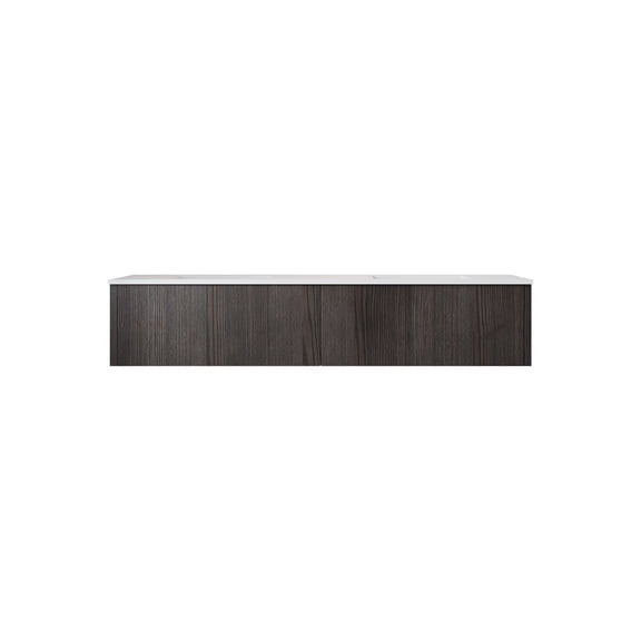 Legno 72" Carbon Oak Double Sink Bathroom Vanity with Matte White VIVA Stone Solid Surface Countertop