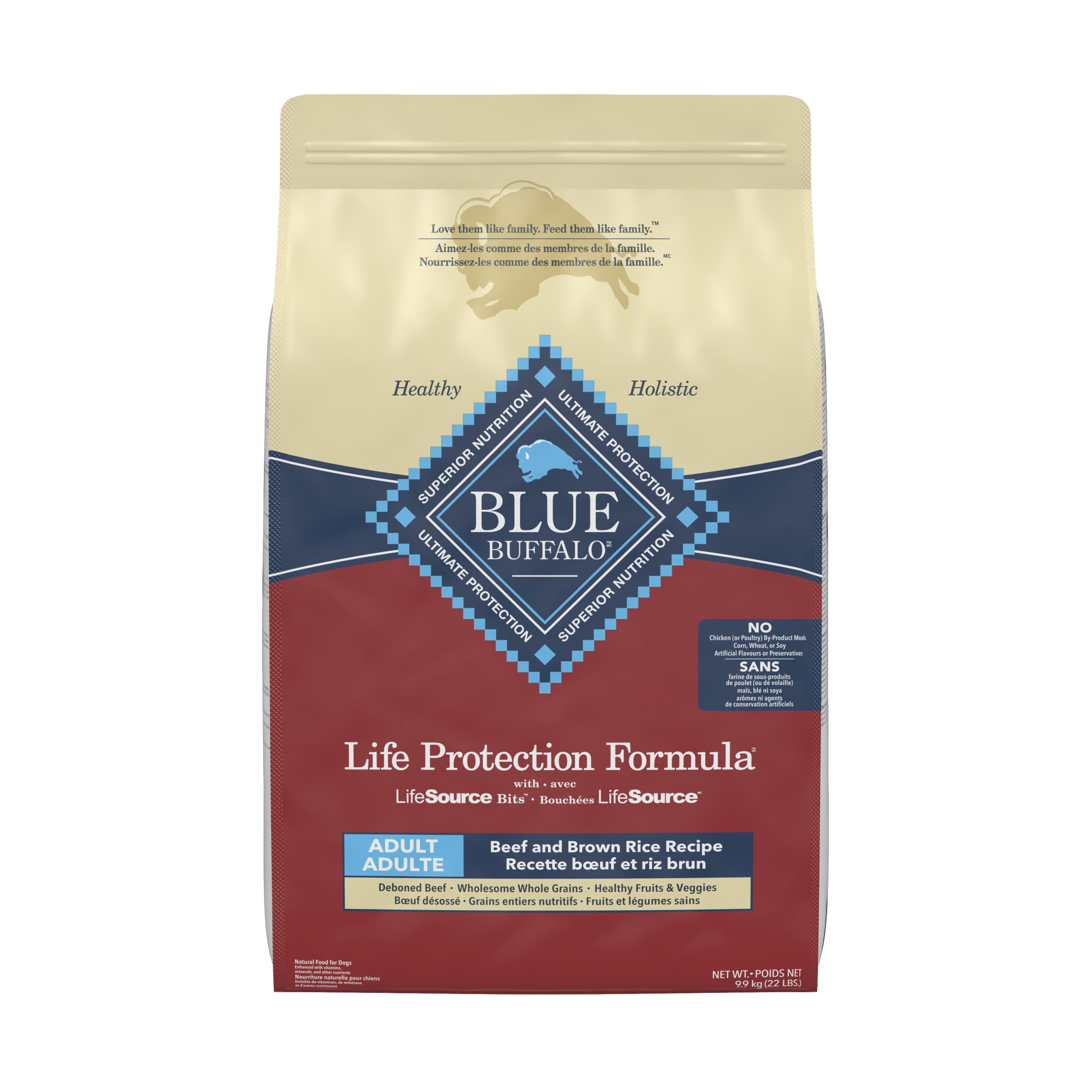 Blue Buffalo Life Protection Formula Beef Natural Dry Dog Food for Adult Dogs, 9.9KG