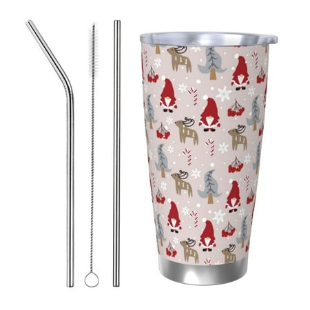 

Goofa Cartoon Santa and Reindeer for 20 oz Skinny Tumbler Stainless Steel Coffee Mug Slim Vacuum Insulated Travel Cup Car Cup-Straw Three-piece Set