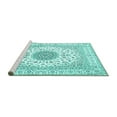 thumbnail image 2 of Ahgly Company Machine Washable Indoor Rectangle Medallion Turquoise Blue Traditional Area Rugs, 3' x 5', 2 of 4