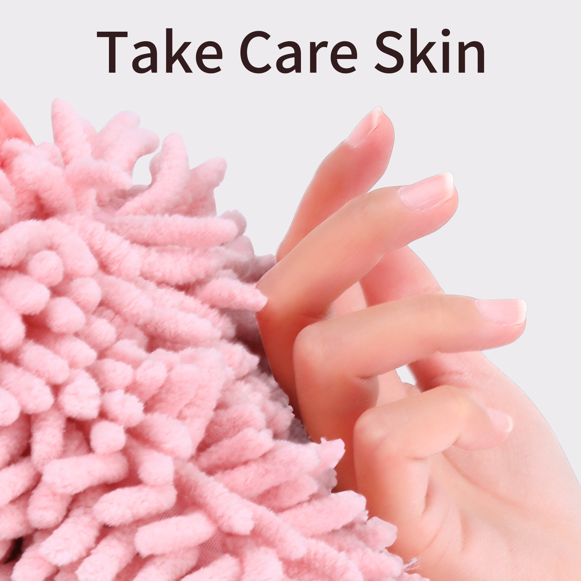 Unique Bargains Cartoon Fuzzy Ball Hand Towels Quick Dry Pink 4-Piece