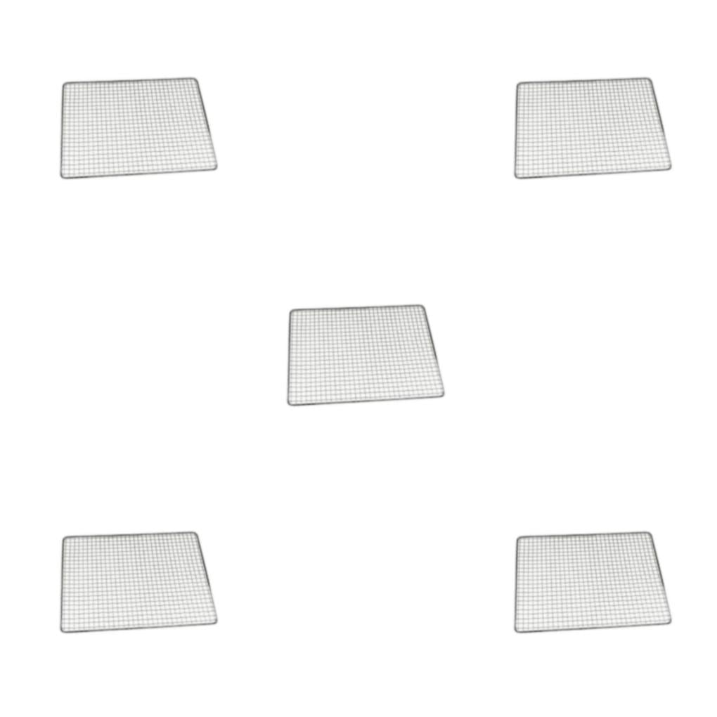 Justharion Barbecue Grille Moistureproof Rectangular Camping BBQ Grill Accessories 45x30cm 5Set