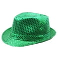 thumbnail image 2 of Pitauce Unisex Sequin Trilby Fedora Hat Short Brim Classic Manhattan Summer Cap Panama Hat for Dance Party, 2 of 5