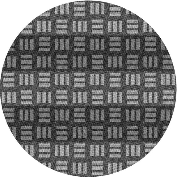 Ahgly Company Machine Washable Indoor Round Transitional Dark Gray Black Area Rugs, 4' Round