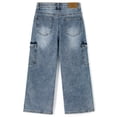 thumbnail image 2 of KIDSCOOL SPACE Girls Denim Cargo Pants 5-13Y, Wide Leg Jeans With Flap Pockets for Kids,Light Blue,9-10 Years, 2 of 6