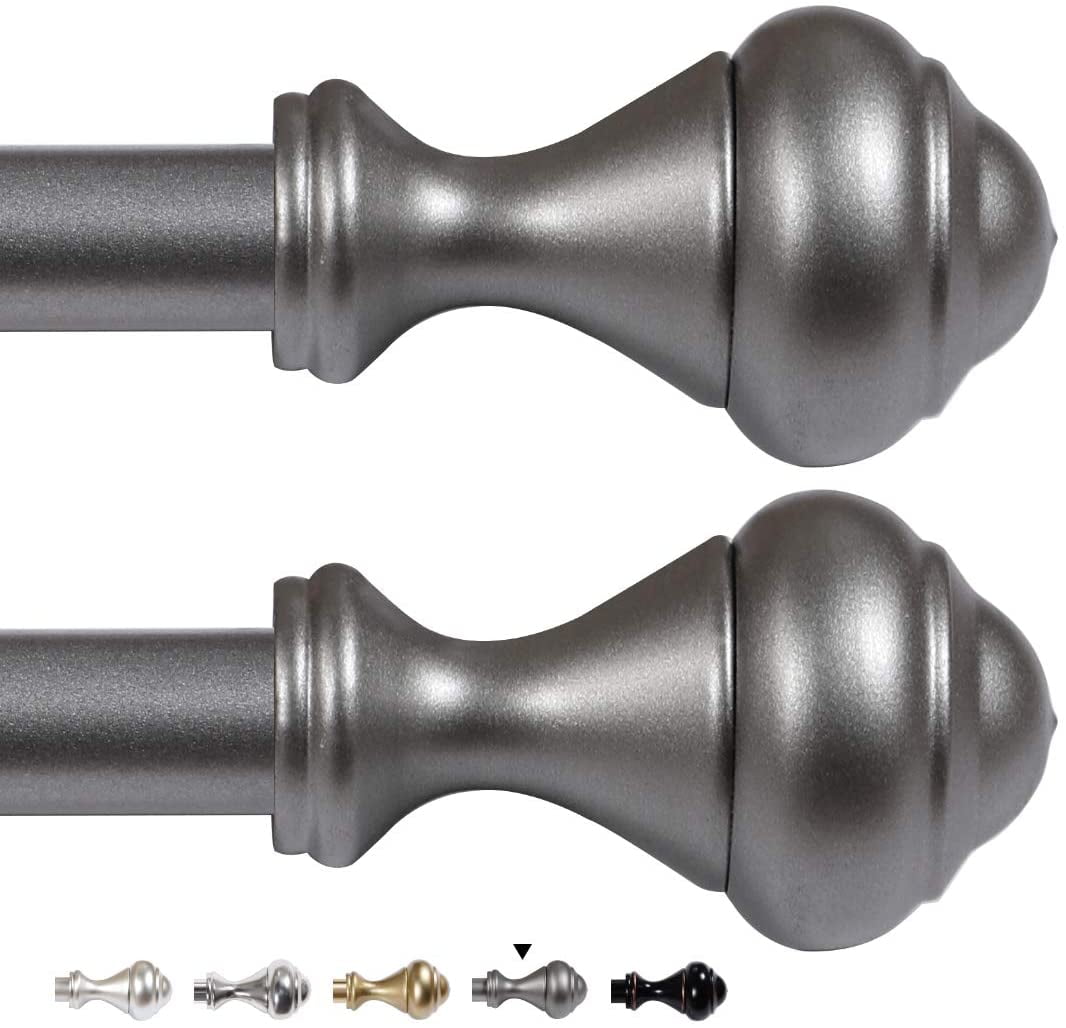 Telescoping Single Curtain Rod Sets 5/8" Diameter Standard Decorative