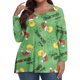 thumbnail image 3 of Camisetas navideñas del Grinch: pijamas a juego para mujer, tallas grandes, camisetas de manga larga con estampado, cuello en V, ropa informal, camisetas, pijamas navideños a juego para la familia,, 3 of 6