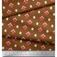thumbnail image 2 of Soimoi Brown polyester Crepe Fabric Hut & Dots Decor Fabric Printed Yard 42 Inch Wide, 2 of 3