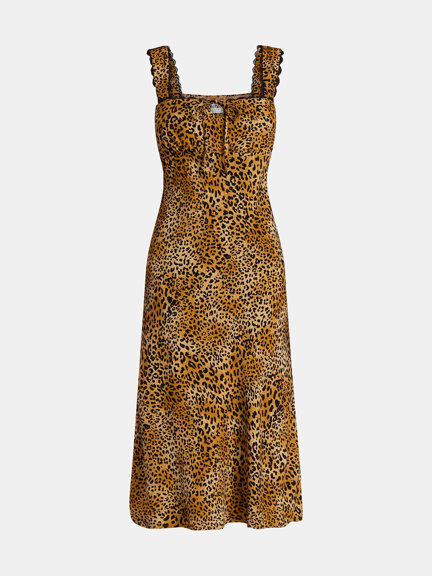 No Boundaries Sleeveless Midi Dress with Keyhole and Tie, Women's
