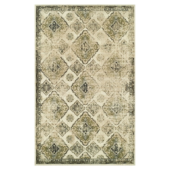 Mayfair Distressed Damask Indoor Area Rug by Blue Nile Nills - 2' x 3', Ivory