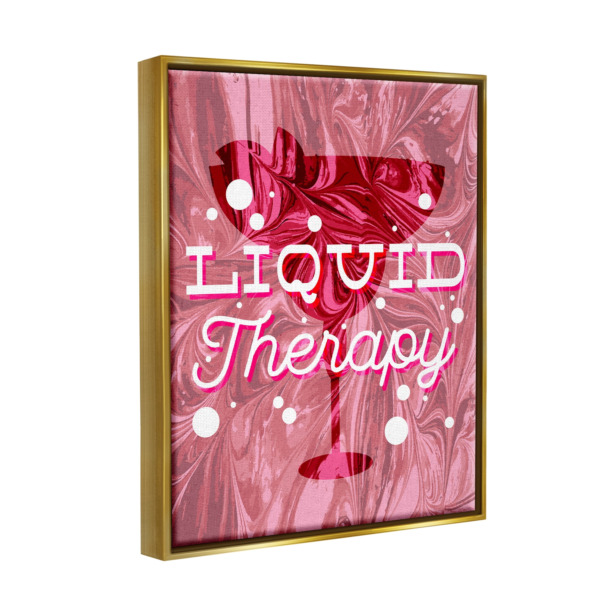 Stupell Industries Liquid Therapy Bold Pink Cocktail Food & Beverage Painting Gold Floater Framed Art Print Wall Art