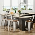 thumbnail image 4 of Andeworld Swivel Metal Bar Stools Set of 4 Counter Height Stools Counter Bar Stools with Back Swivel Metal Bar Chairs Wooded Seat 30 inch White, 4 of 9