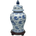 thumbnail image 2 of Red Lantern 18" Dragon Blue & White Porcelain Temple Jar, 2 of 7