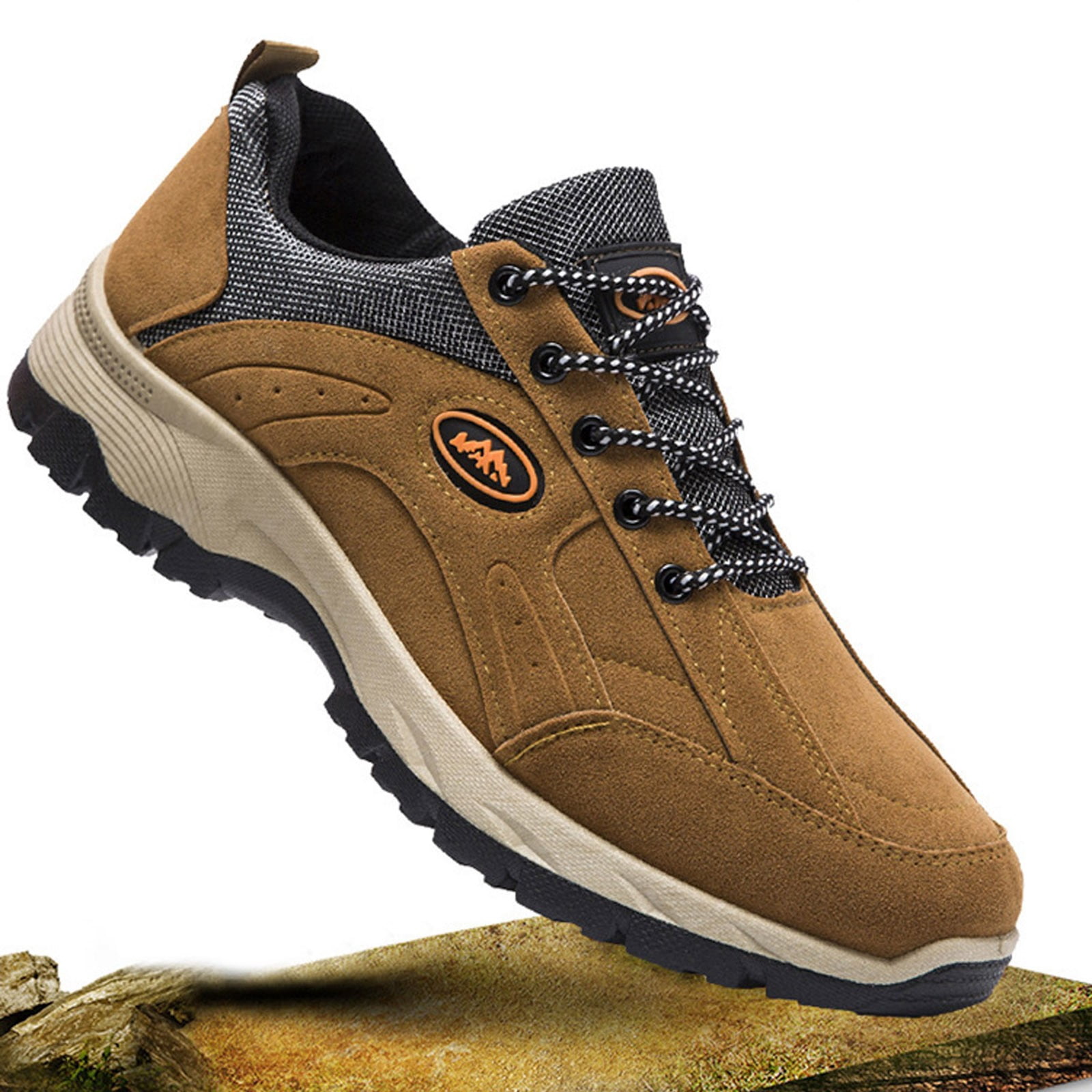 Mepaouo Men's Waterproof Hiking Shoes Lightweight Breathable Trekking Trails Outdoor Shoes(Coffee,9)