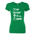 thumbnail image 2 of Eat Sleep Pray Repeat for Christians Faith | Womens Inspirational/Christian Slim Fit Junior Tee, Kelly, Large, 2 of 3