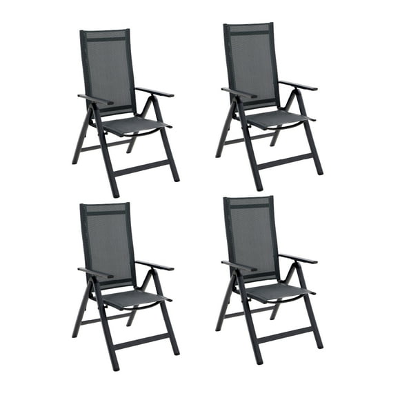 Naterial Set de 4 Sillas de Jardín Plegables de Aluminio y Textileno para Exterior con Respaldo Ajustable, Modelo Odyssea