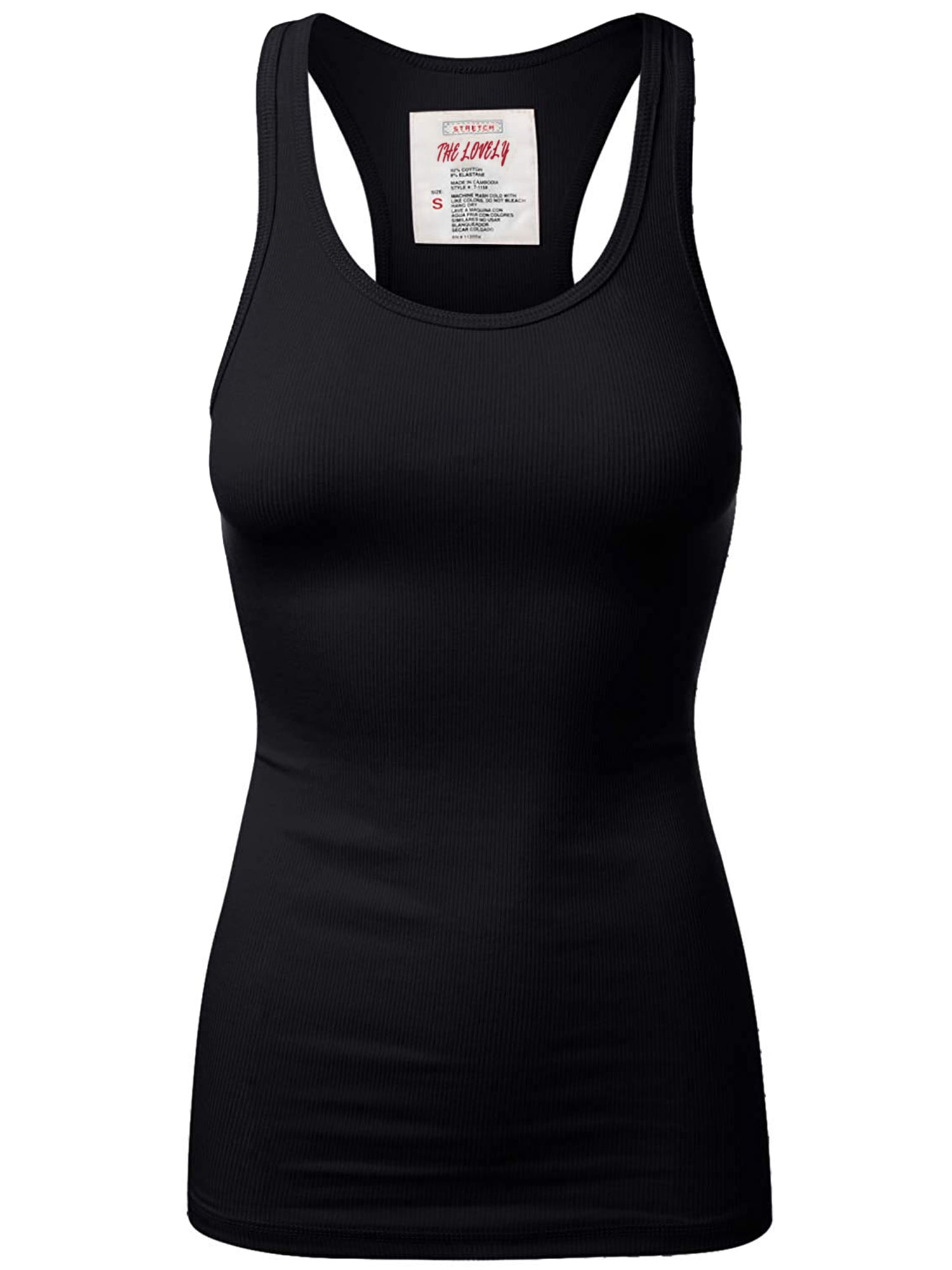 TheLovely Women & Juniors Solid Ribbed Knit Stretch Workout Racerback