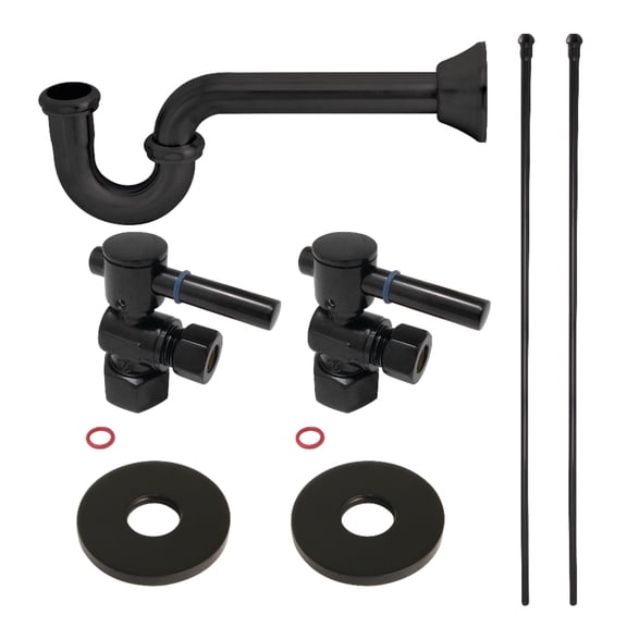 Kingston Brass KPK400 Concord Bathroom Plumbing Supply Kit, 1/2" NPT Female Inlet x 3/8" O.D. Compression Outlet, Matte Black