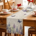 thumbnail image 5 of Purple Flowers Table Runner 108 Inches, Weeping Spring Floral Bicycle Retro Art Bed Runner Dresser Scarves Tabletop for Indoor Outdoor Parties/Ceremony/Banquet, 13"x 108", 5 of 8