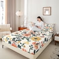 thumbnail image 3 of Homewish Boho Damask Floral Bed Sheets,Peony Sunflower Bird Full Size Sheets,Cream Green,4-Piece,1 Flat Sheet, 1 Fitted Sheet and 2 Pillowcases, 3 of 6