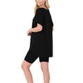 thumbnail image 3 of FashionMille Women's 2-Piece Oversized Tunic Top & Biker Shorts Set, Black, 3 of 4