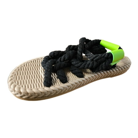 

PEASKJP Sandals for Women Dressy Summer Wide Width Womens Strappy Gladiator Flat Sandal Square Open Toe Studded T Strap Rivet Slingback Buckle Beach Sandals (Black 9)