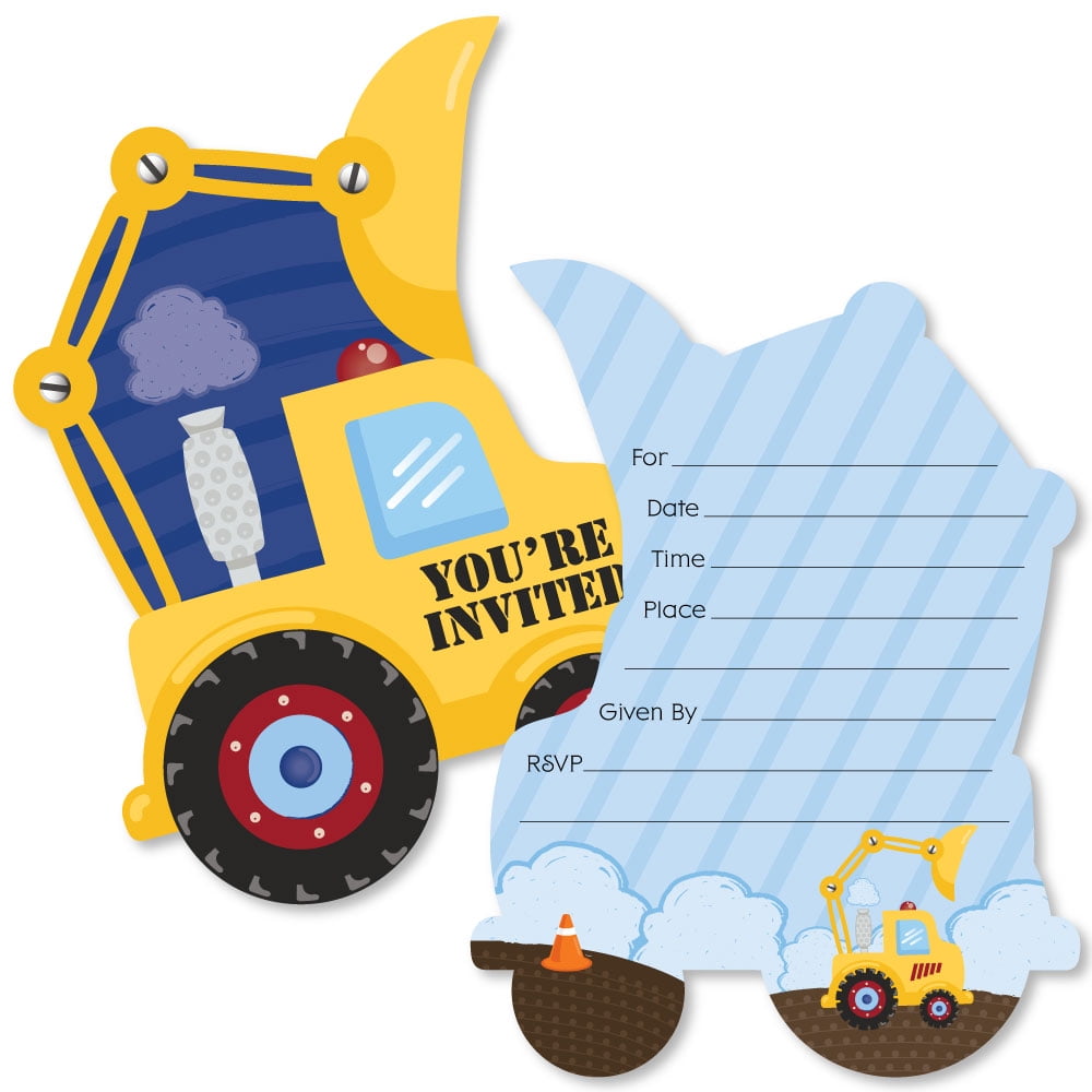 construction theme baby shower invitations