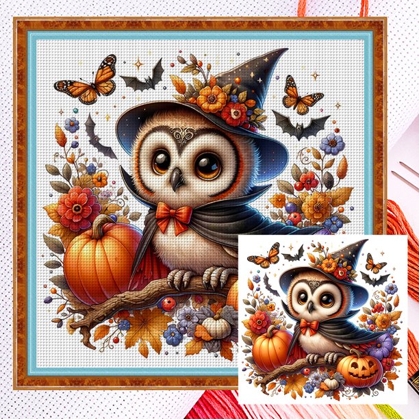 Hilo Algodón Ecológico Bordado Punto Cruz Halloween Contado 14 Quilates 40x40cm
