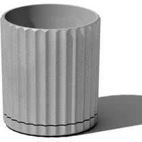 HYJY Planter - Large Round Planter for Indoor or Outdoor Patio/Balcony | Made from Plastic & Concrete with Drainage Holes | Modern Décor for Flowers, Trees, Tall Plants (6 inch Gray)