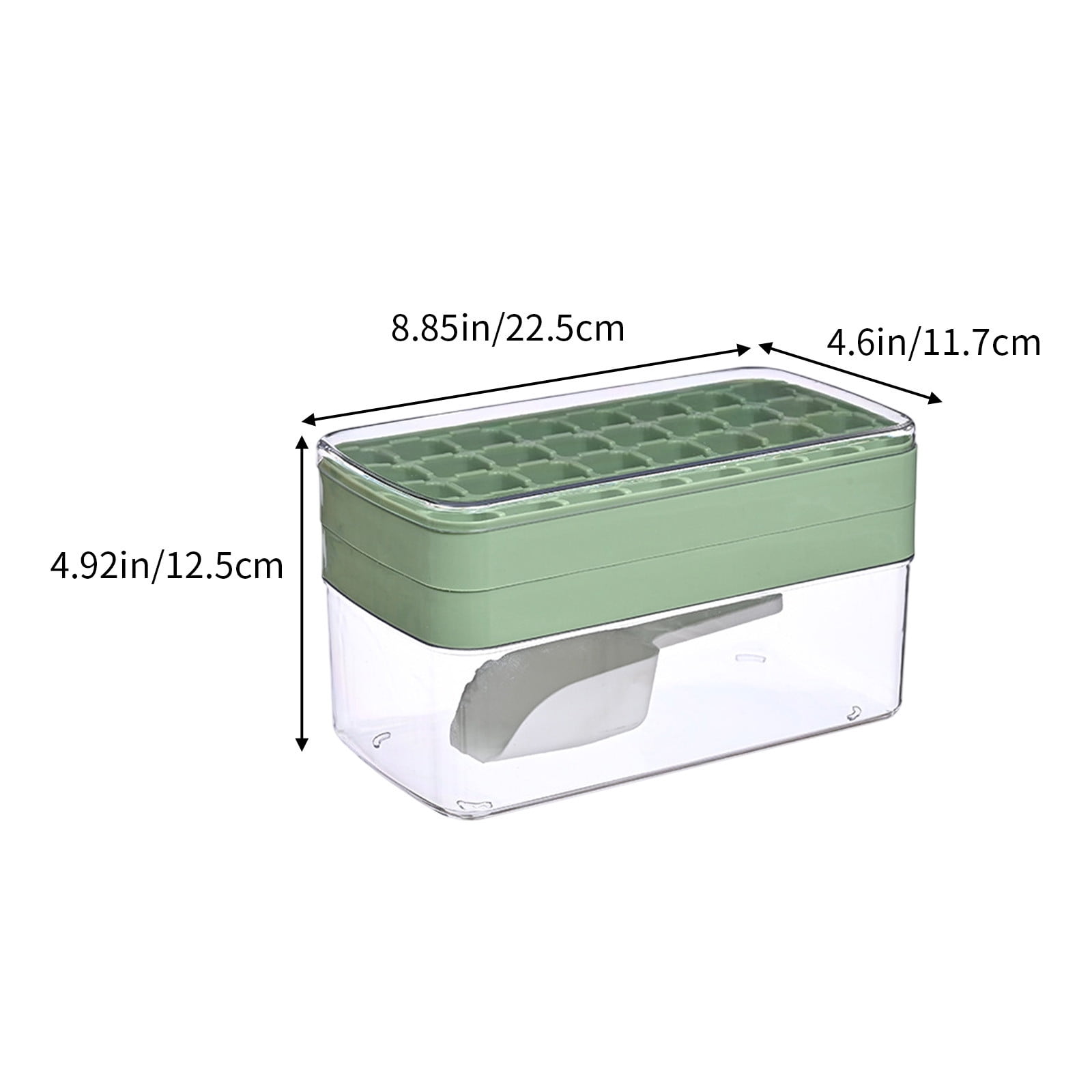 Tray with Lid and Bin | 50-Cube Ice Maker Mold Set with Storage Box, Ice Clip & Scoop | Food Grade Homemade Storage Container for Freezer | Stackable Kitchen Gadget