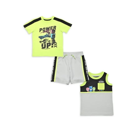 PJ Masks Baby and Toddler Boy T-Shirt Tank Top and Shorts Active Outfit Set 3-Piece Sizes 12M-5T