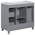 thumbnail image 5 of 36" Bathroom Vanity Cabinet, Modern Freestanding Bathroom Vanity with Soft Closing Door and 3 Drawers, Gray, 5 of 6