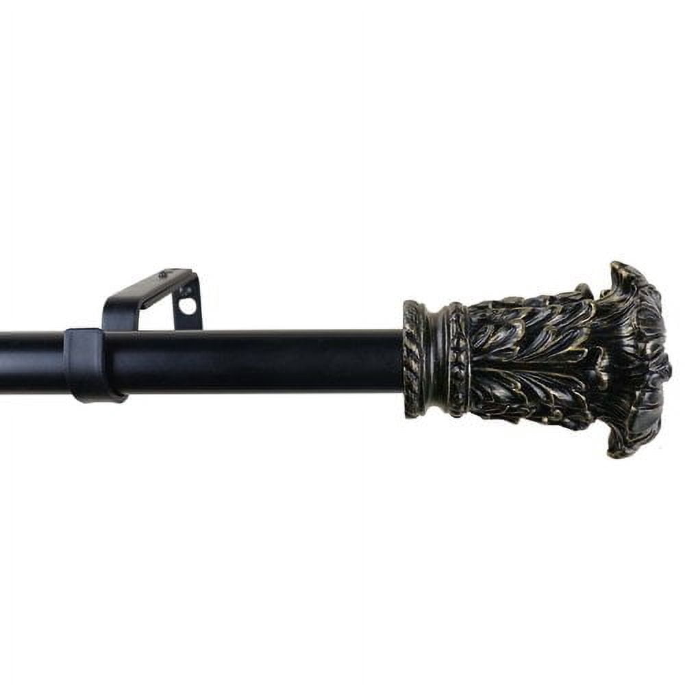 Urbanest Adjustable Single Curtain Rod Set Chilton Finials – 1 - Inch Diameter, With Renaissance Gold Rod, 48–84 Inches