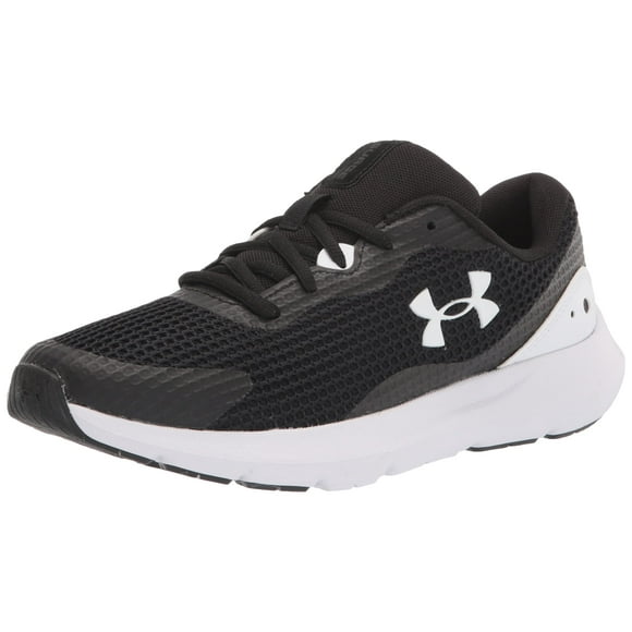 Under Armour Women's Surge 3 Running Shoe, Black (001)/White, 12