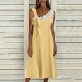 thumbnail image 7 of JGGSPWM Women's Sleeveless Cotton Linen Dress, Asymmetric Straps Flowy Casual Dresses Trendy Summer Beach Sundress with Pockets Yellow XL, 7 of 7