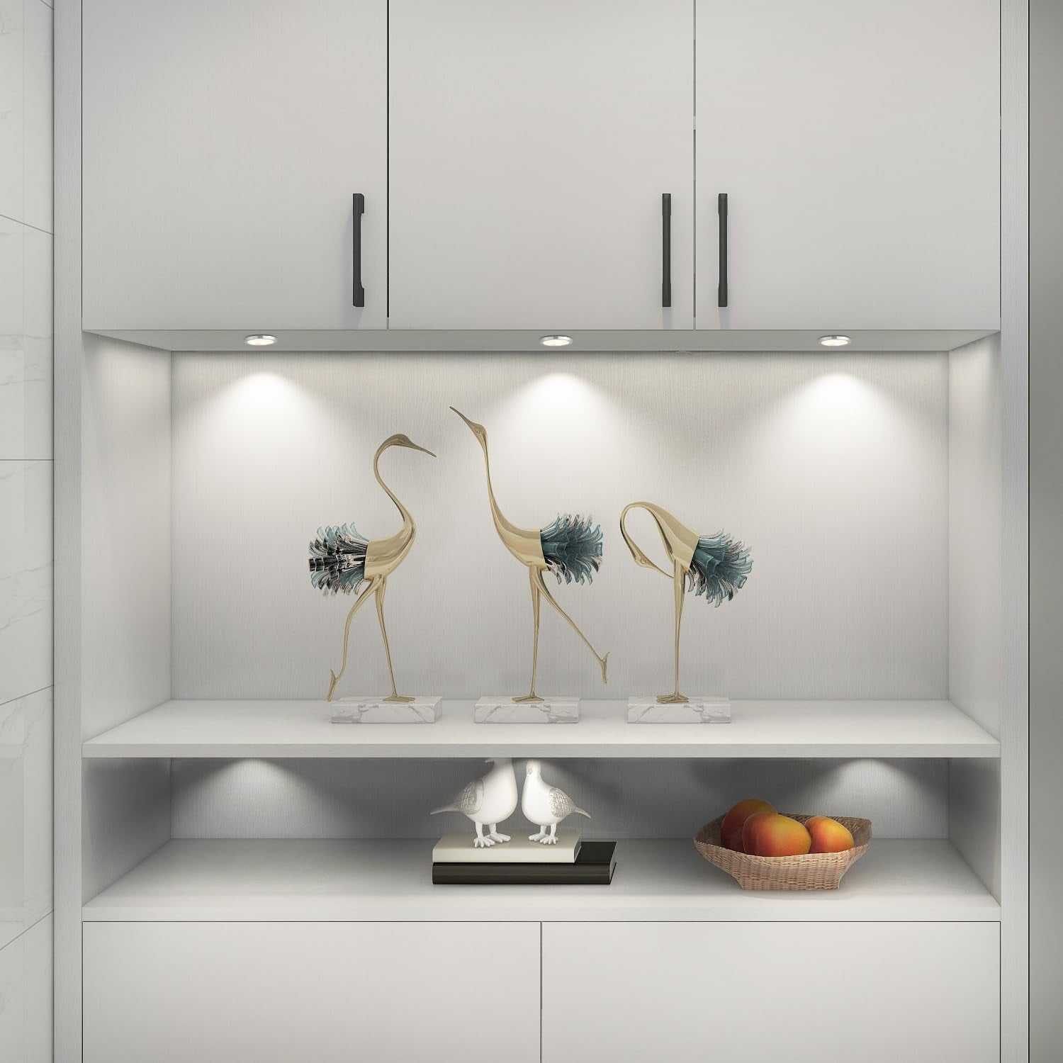 4 Pack LED Puck Lights with Remote, Under Cabinet Kitchen Lights Plug in, Dimmable Under Counter Light Fixtures, Wired Puck Lights for Closet, Shelf, Display(4000K, Natural White)