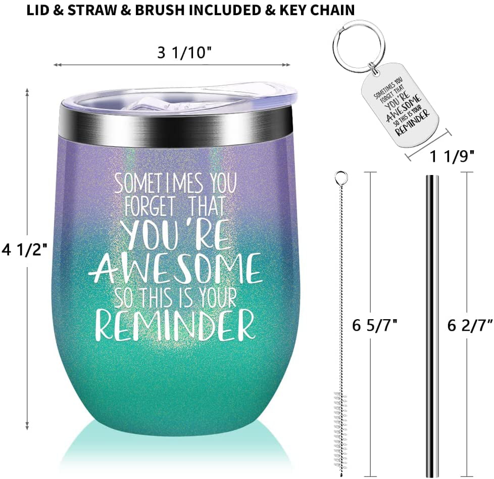 Sometimes You Forget That You are Awesome Inspirational Birthday Gifts for Women Rose Gold Funny Birthday Gifts for Best Friend,Daughter,Mom,Coworker Insulated Tumbler with Key Chain 20oz 